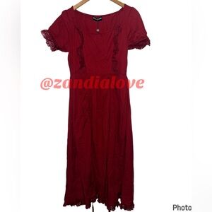 Scarlet Darkness Elegant Red Lace Trim Dress sz S,L NEW